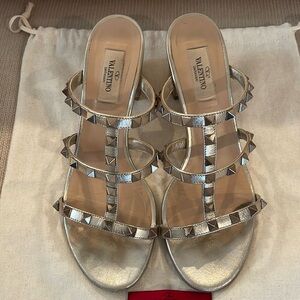 Valentino light gold rock stud sandals